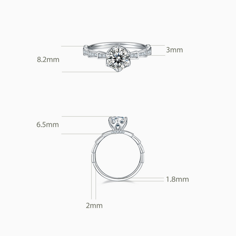 Princess Engagement Ring with DIamond Staircase Band