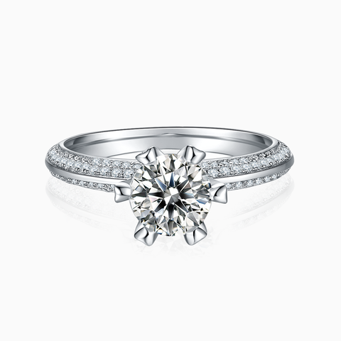 Princess Engagement Ring with Two-Tiered Diamond Band