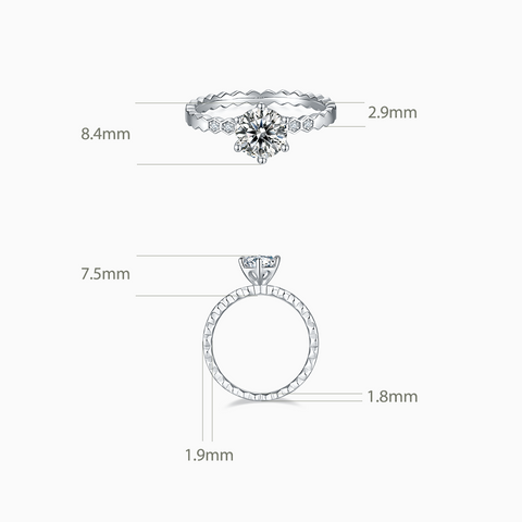 Princess Engagement Ring with Hexagonal Band