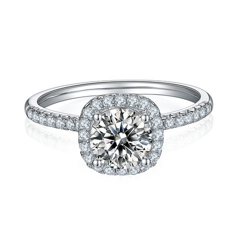 Harmony Cushion Halo Engagement Ring with Straight Band