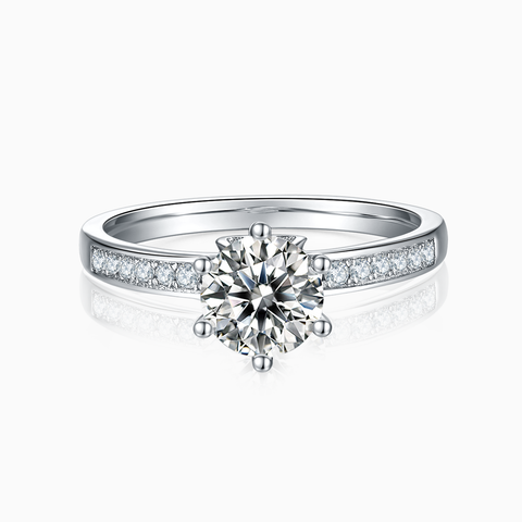 Princess Engagement Ring with Inline Pavé Straight Band