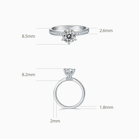 Princess Engagement Ring with Inline Pavé Straight Band