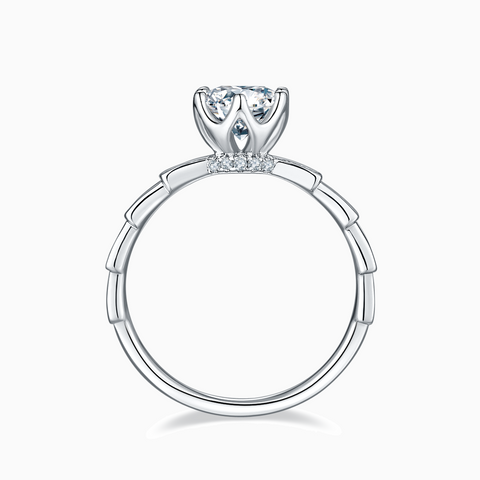 Princess Engagement Ring with DIamond Staircase Band