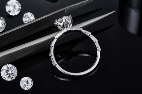 Princess Engagement Ring with DIamond Staircase Band