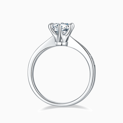 Princess Engagement Ring with Inline Pavé Tapered Band
