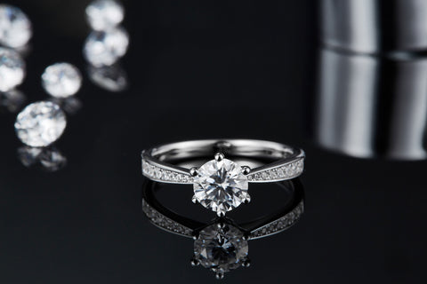 Princess Engagement Ring with Inline Pavé Tapered Band