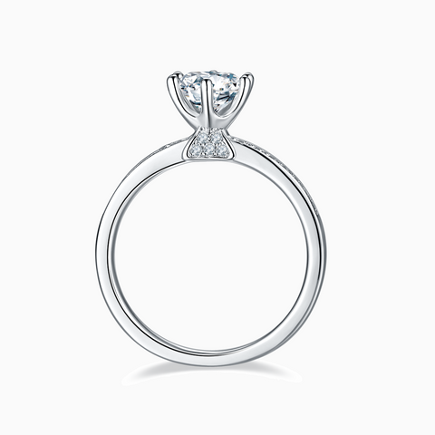 Princess Engagement Ring with Inline Pavé Straight Band