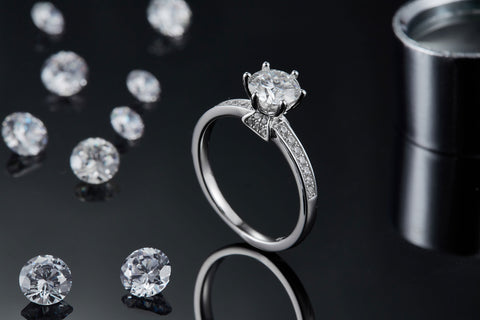 Princess Engagement Ring with Inline Pavé Straight Band