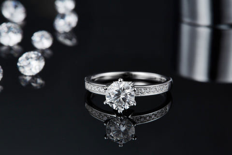 Princess Engagement Ring with Inline Pavé Straight Band