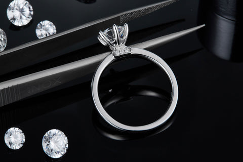 Princess Engagement Ring with Inline Pavé Straight Band