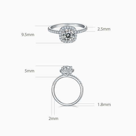 Harmony Cushion Halo Engagement Ring with Straight Band