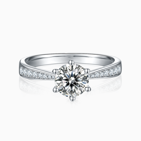 Princess Engagement Ring with Inline Pavé Tapered Band