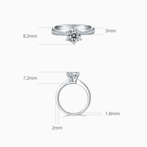 Princess Engagement Ring with Inline Pavé Tapered Band